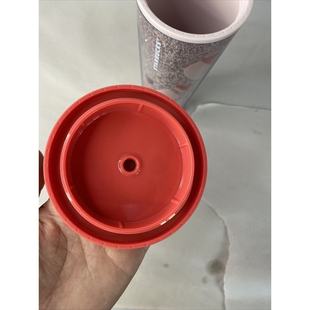 Starbucks Glitter Heart Valentine 2021 Love Pink Purple Acrylic Cup Tumbler 24oz - Picture 7 of 9